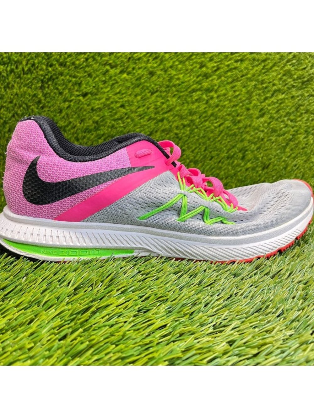 Nike Air Zoom Winflo 3 Womens Size 10 Gray Pink Athletic Running Shoes Sneakers - Picture 1 of 11